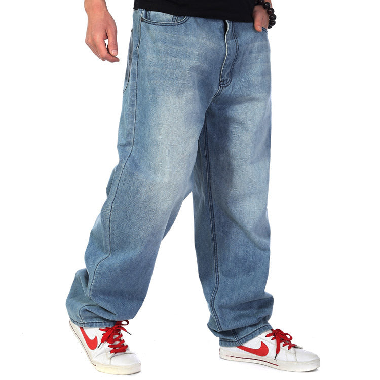 Men’s Wide-Leg Denim Pants – Relaxed Straight Fit, Plus Size
