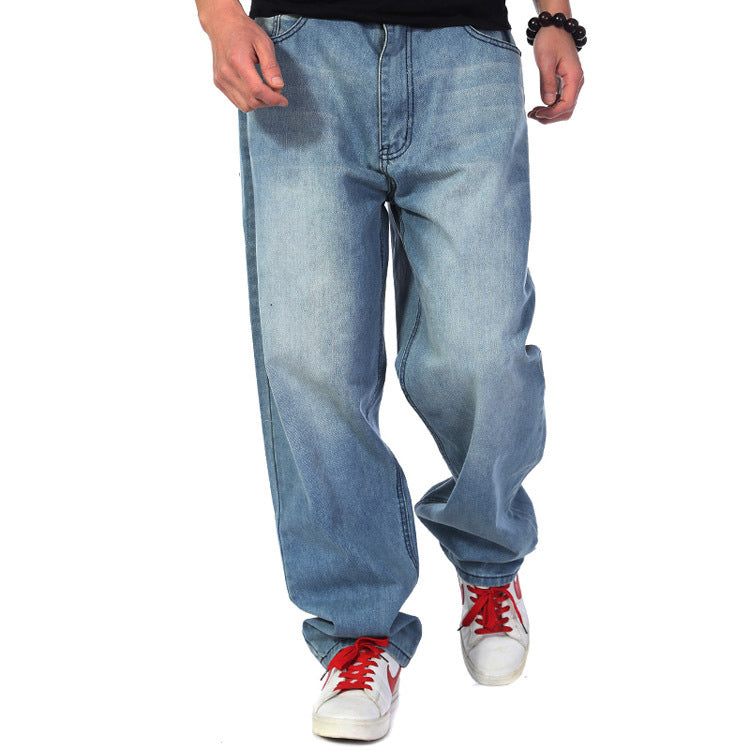 Men’s Wide-Leg Denim Pants – Relaxed Straight Fit, Plus Size
