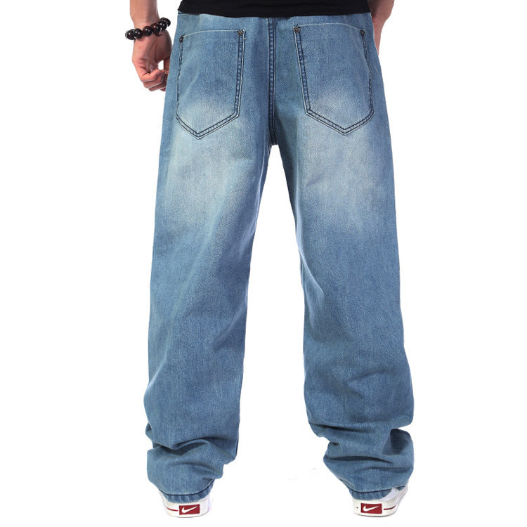 Men’s Wide-Leg Denim Pants – Relaxed Straight Fit, Plus Size