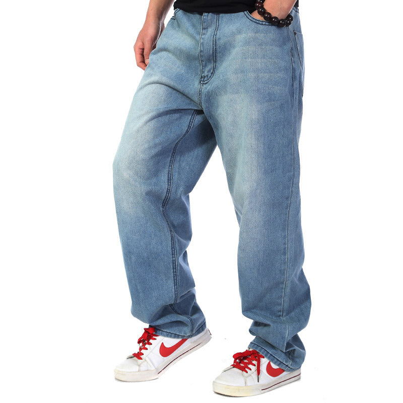 Men’s Wide-Leg Denim Pants – Relaxed Straight Fit, Plus Size
