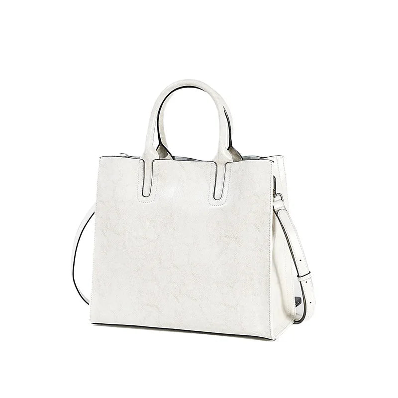 Split Leather Shoulder Bag for Women – Large Capacity Office Tote