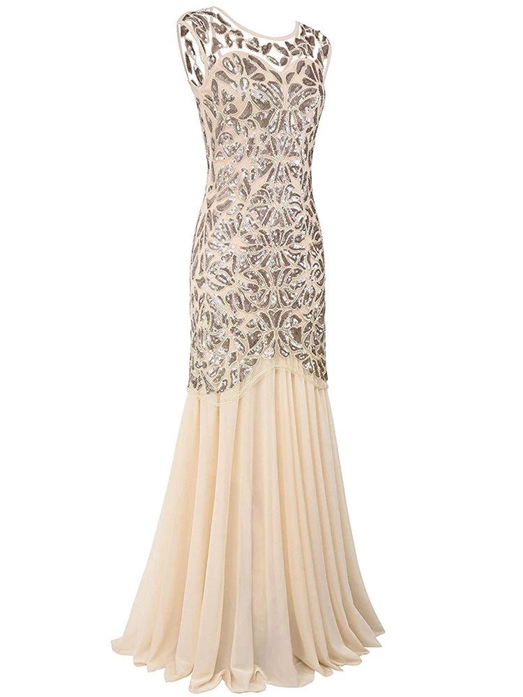 Sequin & Beaded Mermaid Evening Gown – Lace Long Formal Party Dress