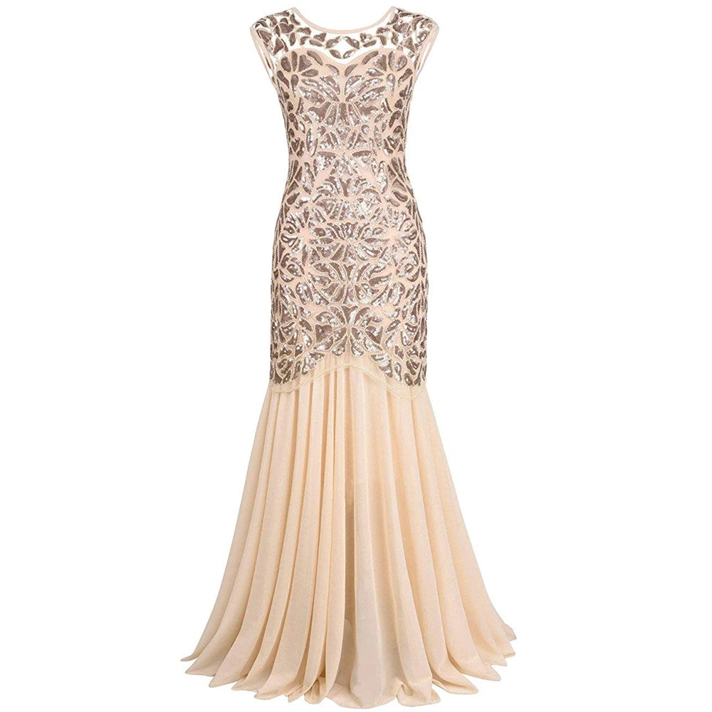 Sequin & Beaded Mermaid Evening Gown – Lace Long Formal Party Dress
