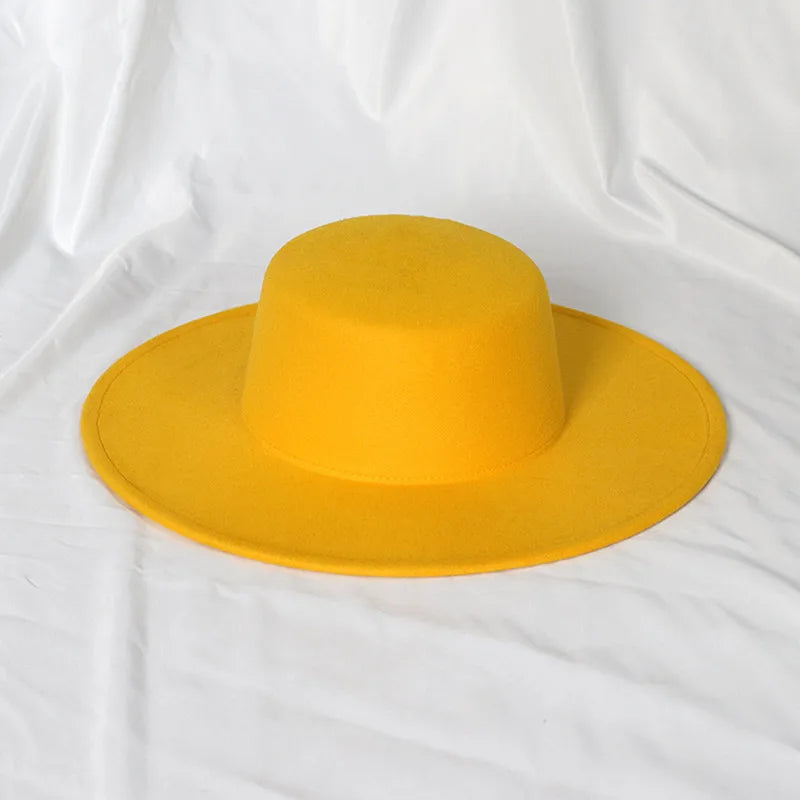 Flat top French fedora classic men's and women's jazz hat Panama hat church hat chapeau femme hats for woman LADYLYS