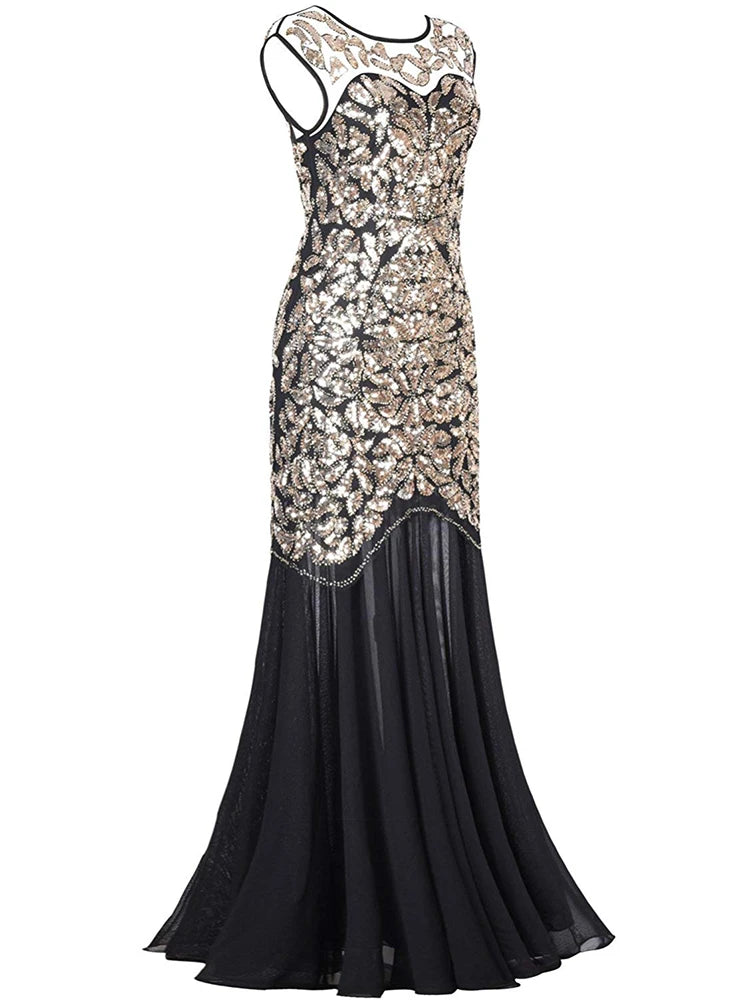 Sequin & Beaded Mermaid Evening Gown – Lace Long Formal Party Dress
