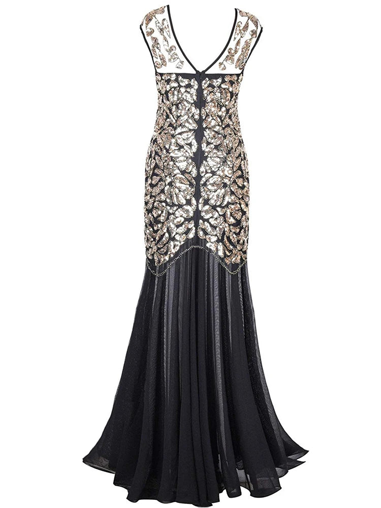 Sequin & Beaded Mermaid Evening Gown – Lace Long Formal Party Dress