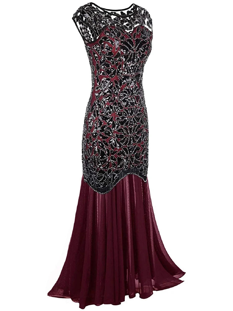 Sequin & Beaded Mermaid Evening Gown – Lace Long Formal Party Dress