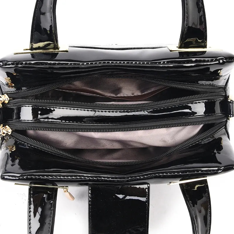 Women's Crocodile-Pattern Patent Shoulder Bag