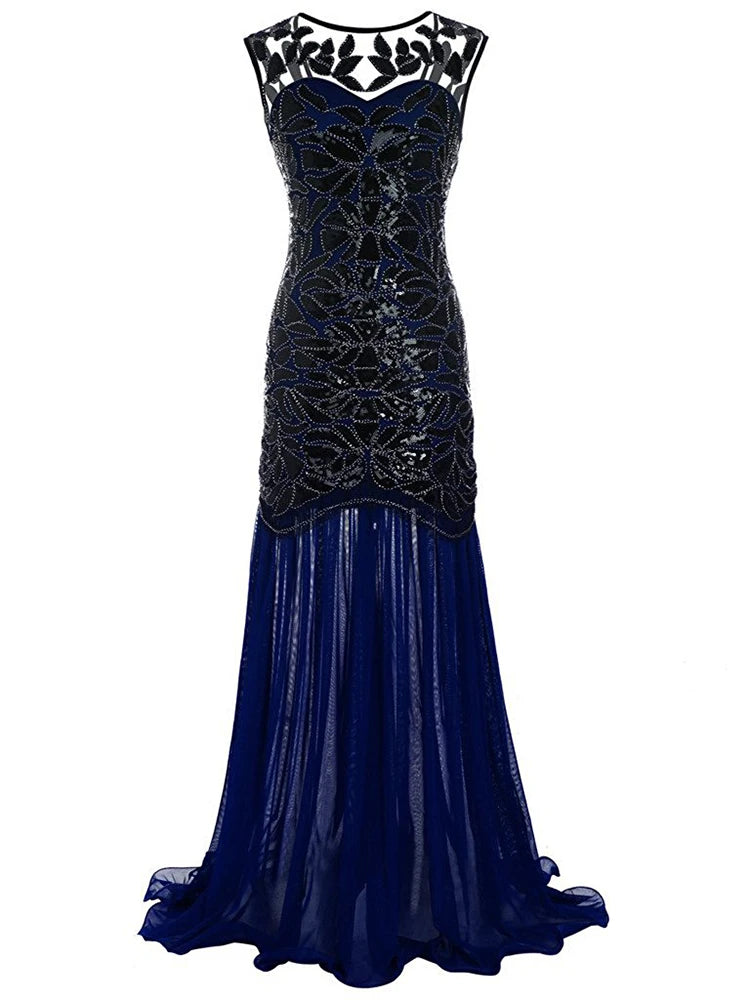 Sequin & Beaded Mermaid Evening Gown – Lace Long Formal Party Dress