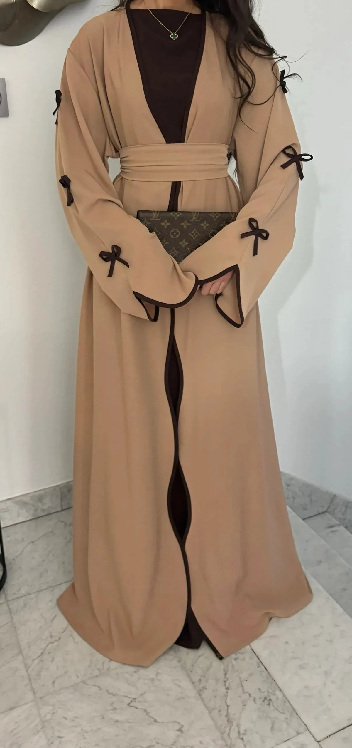Women's Floral Embroidered Nida Abaya Dress