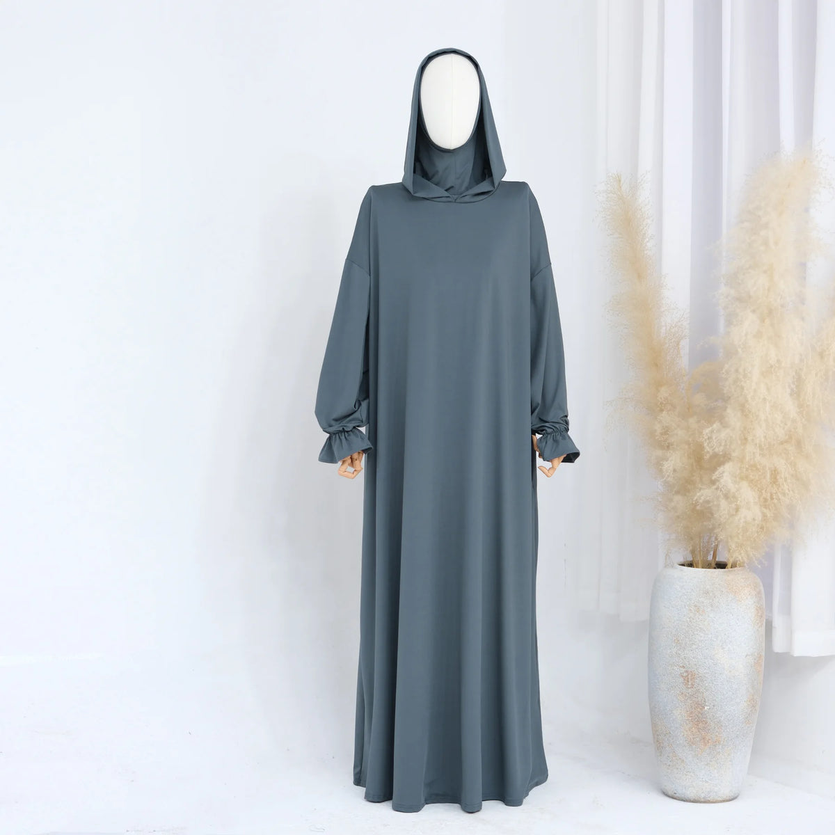 Women's Floral Embroidered Nida Abaya Dress