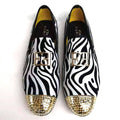 Loafers Bow Tie Black White Leather Slip On Moccasins Luxury Smoking LADYLYS