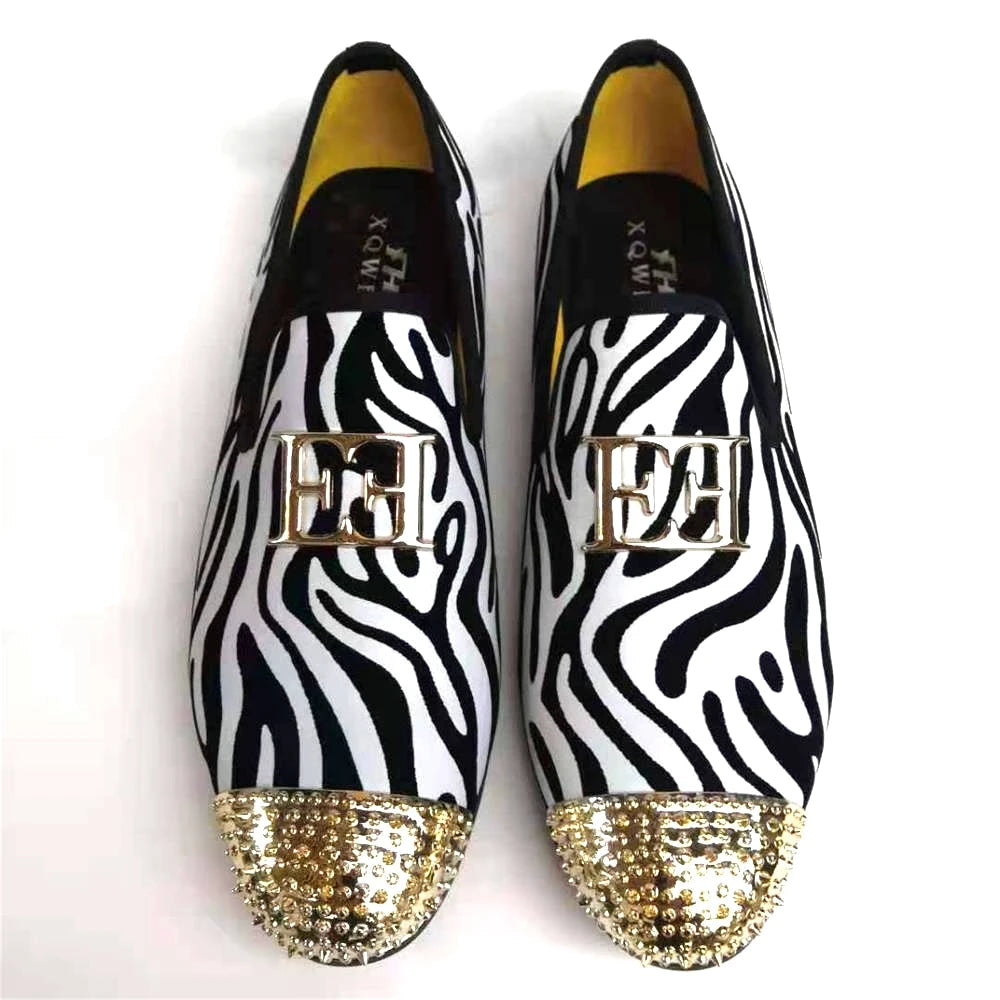 Loafers Bow Tie Black White Leather Slip On Moccasins Luxury Smoking LADYLYS