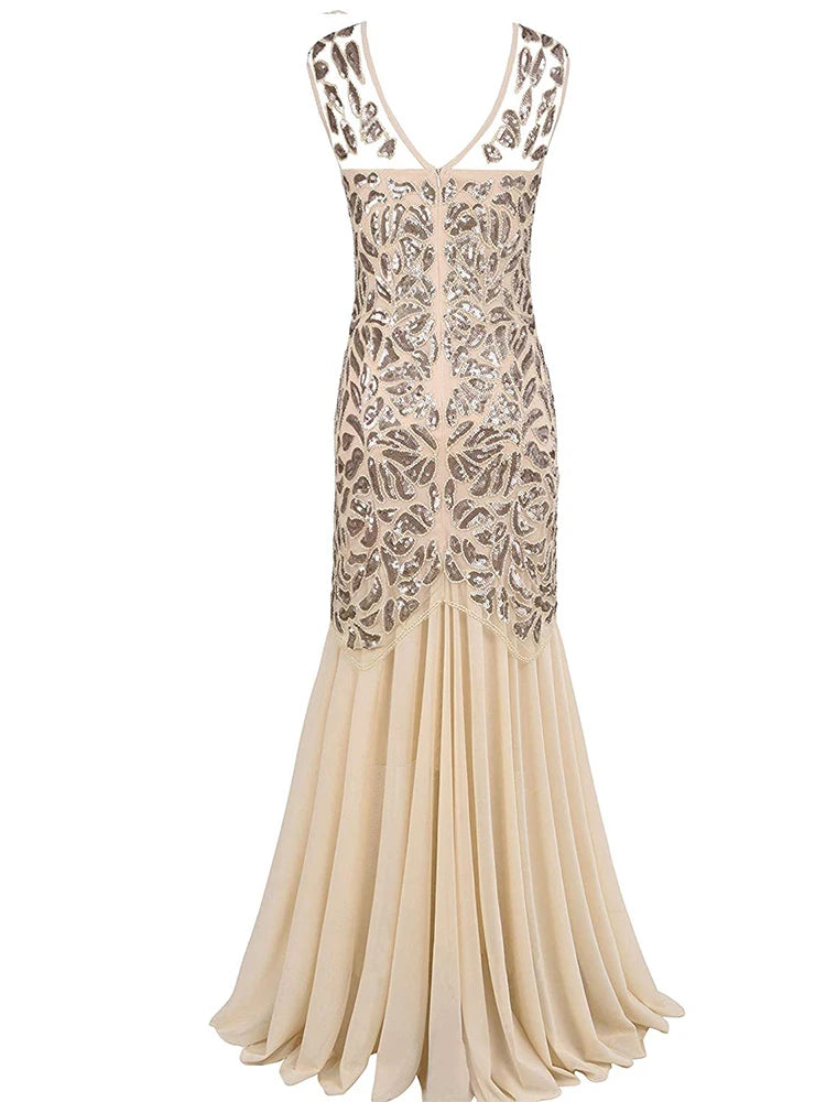 Sequin & Beaded Mermaid Evening Gown – Lace Long Formal Party Dress