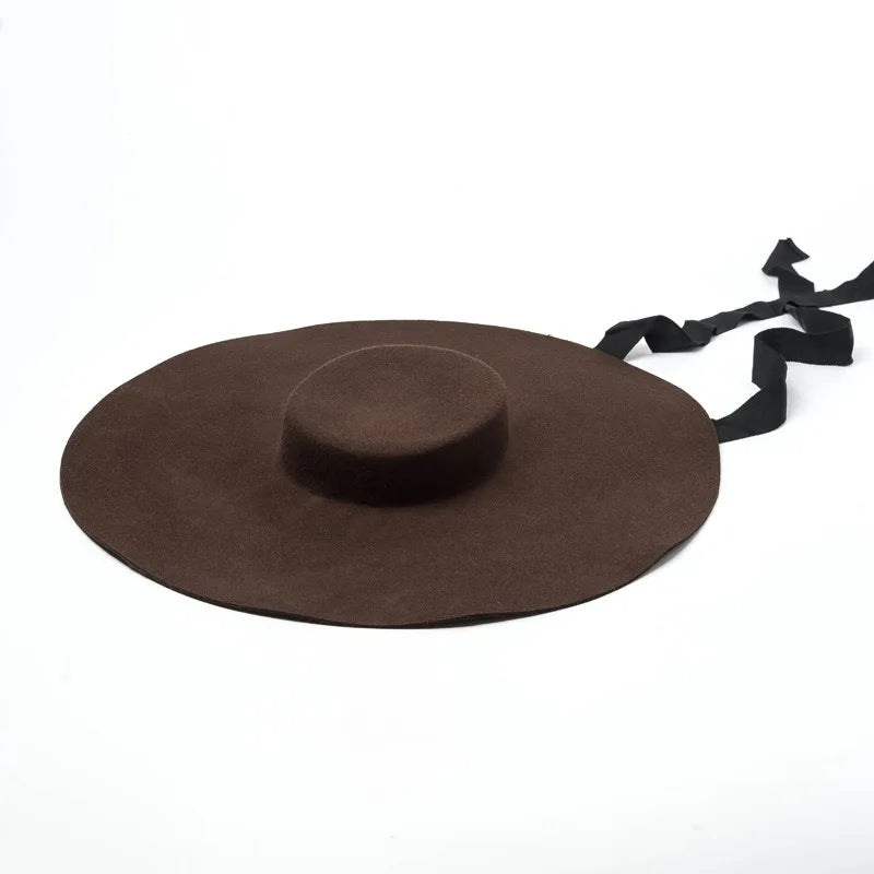 Unisex Wide-Brim Wool Fedora Hat