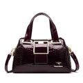 Women's Crocodile-Pattern Patent Shoulder Bag