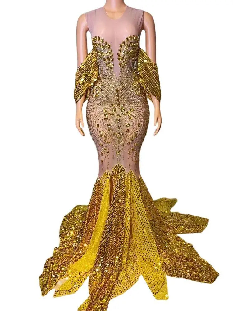 Luxury Rhinestone Mermaid Ballroom Performance Dress