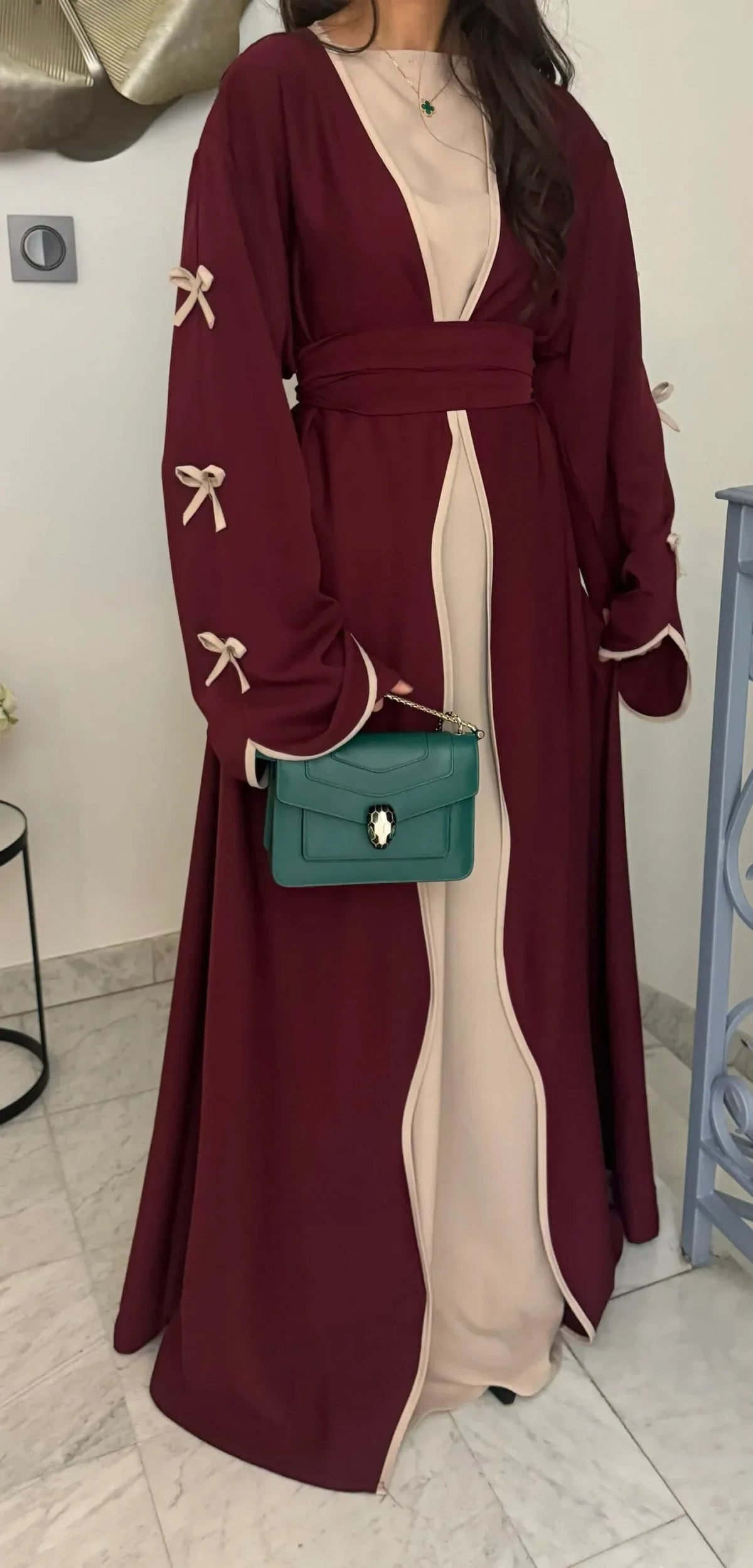 Women's Floral Embroidered Nida Abaya Dress