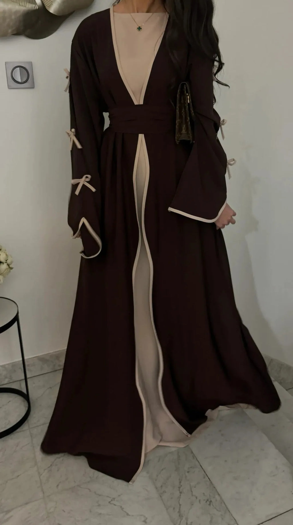 Women's Floral Embroidered Nida Abaya Dress