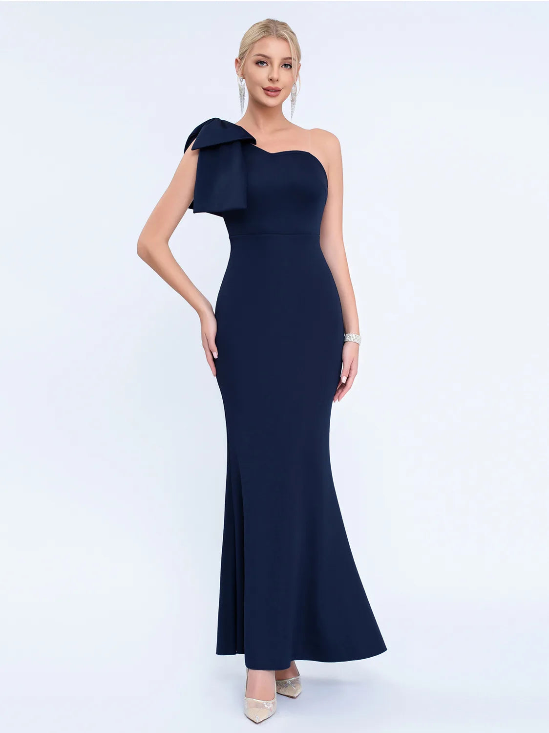 Women’s One-Shoulder Chiffon Floor-Length Evening Gown