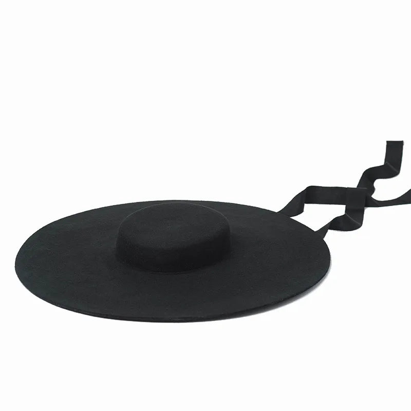 Unisex Wide-Brim Wool Fedora Hat