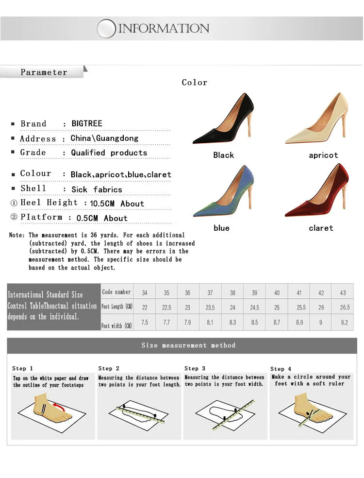 Women's Satin Stiletto Pumps – Pointed Toe Super High Heel Party Shoes with Bling Detail