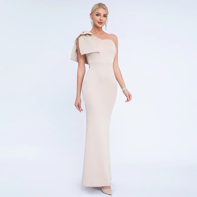 Women’s One-Shoulder Chiffon Floor-Length Evening Gown