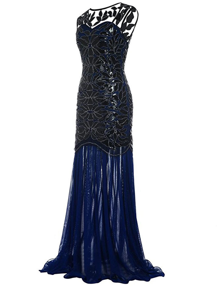 Sequin & Beaded Mermaid Evening Gown – Lace Long Formal Party Dress