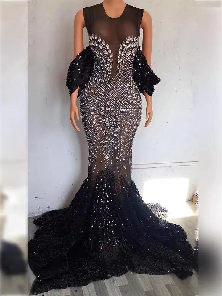 Luxury Rhinestone Mermaid Ballroom Performance Dress