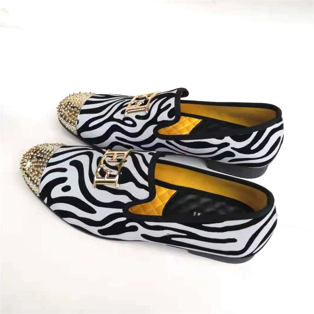 Loafers Bow Tie Black White Leather Slip On Moccasins Luxury Smoking LADYLYS
