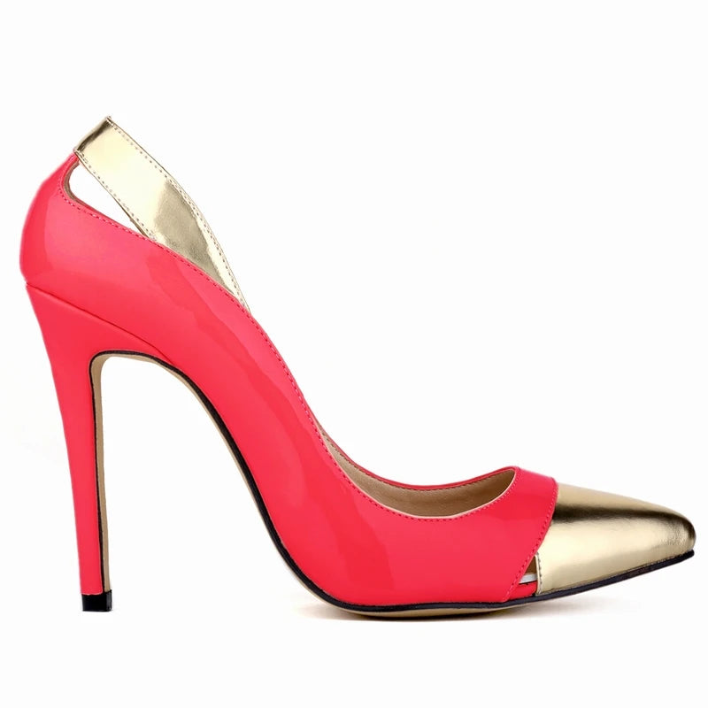 Women's Stiletto Pumps – 11cm Patent Leather, Mix Color, Pointed Toe