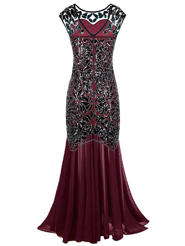 Sequin & Beaded Mermaid Evening Gown – Lace Long Formal Party Dress