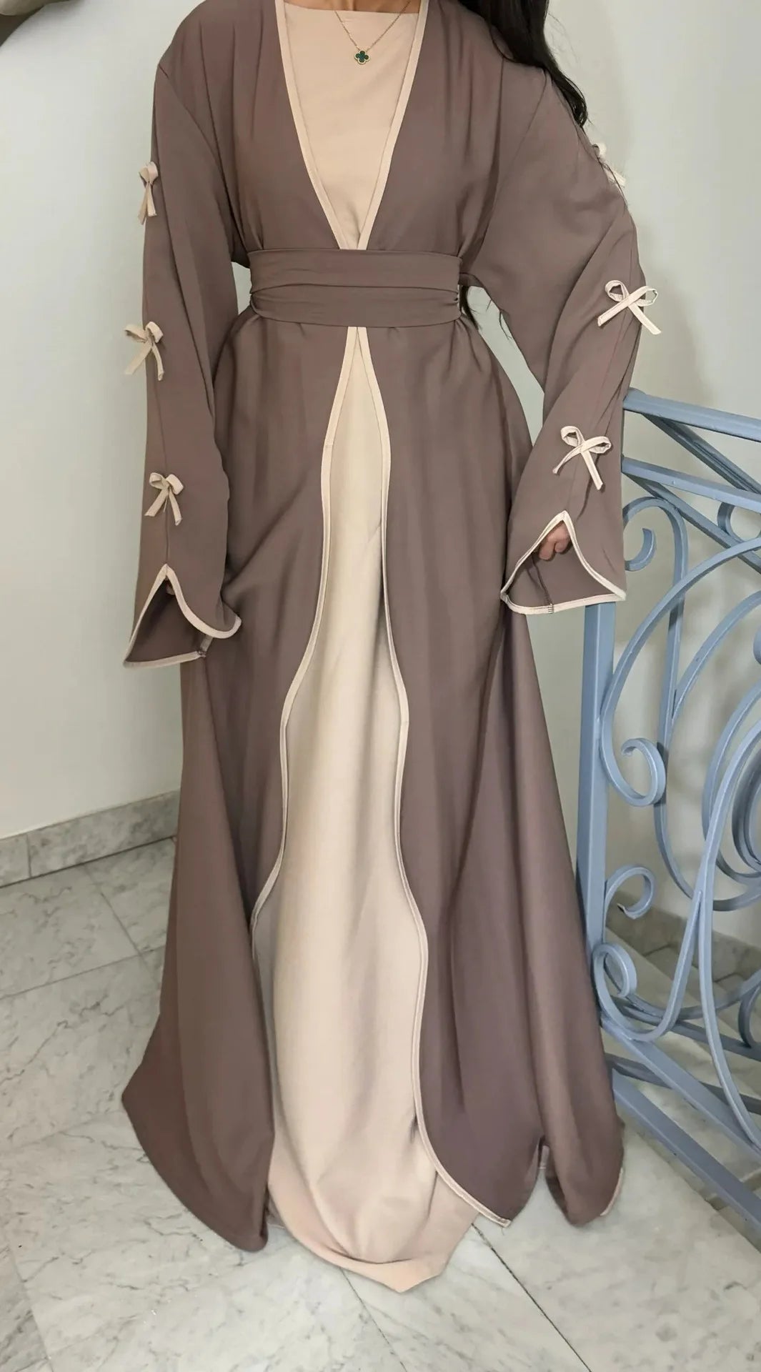 Women's Floral Embroidered Nida Abaya Dress