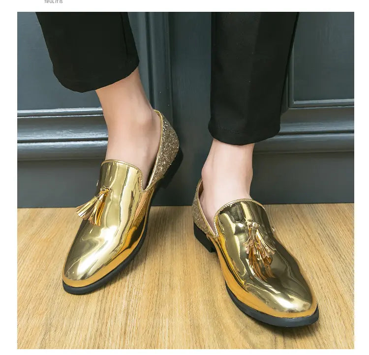 Men's Pointed-Toe Patent Loafers