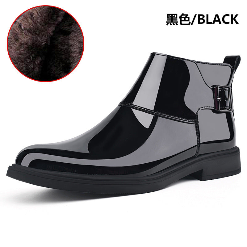 Men's High-Top Leather Chelsea Boots – Slip-On, Elastic Side Panel