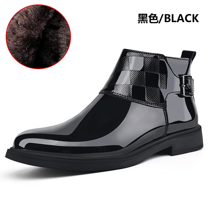 Men's High-Top Leather Chelsea Boots – Slip-On, Elastic Side Panel