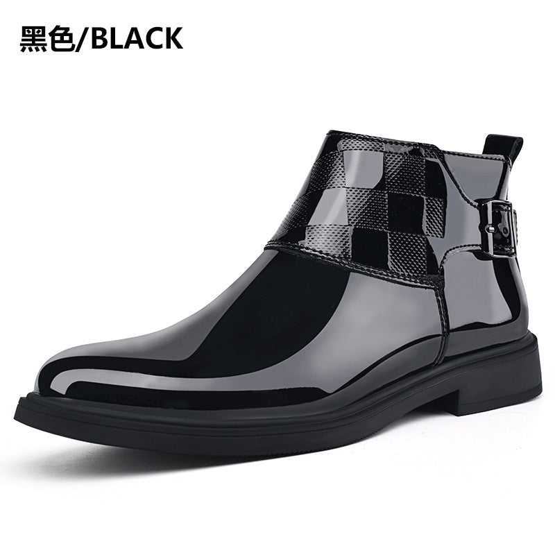 Men's High-Top Leather Chelsea Boots – Slip-On, Elastic Side Panel