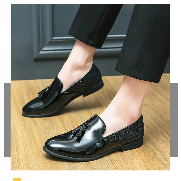 Men's Pointed-Toe Patent Loafers
