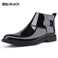 Men's High-Top Leather Chelsea Boots – Slip-On, Elastic Side Panel