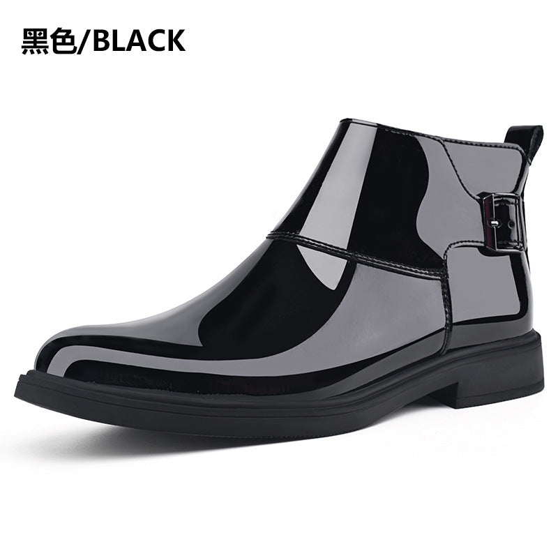 Men's High-Top Leather Chelsea Boots – Slip-On, Elastic Side Panel
