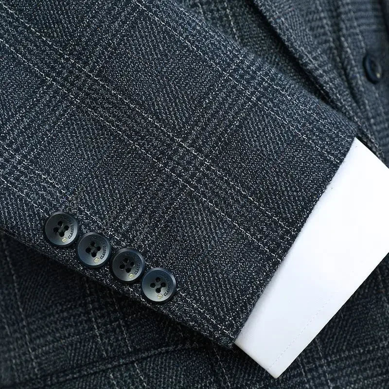 Men's Linen 3-Piece Suit Set – Blazer, Vest & Trousers