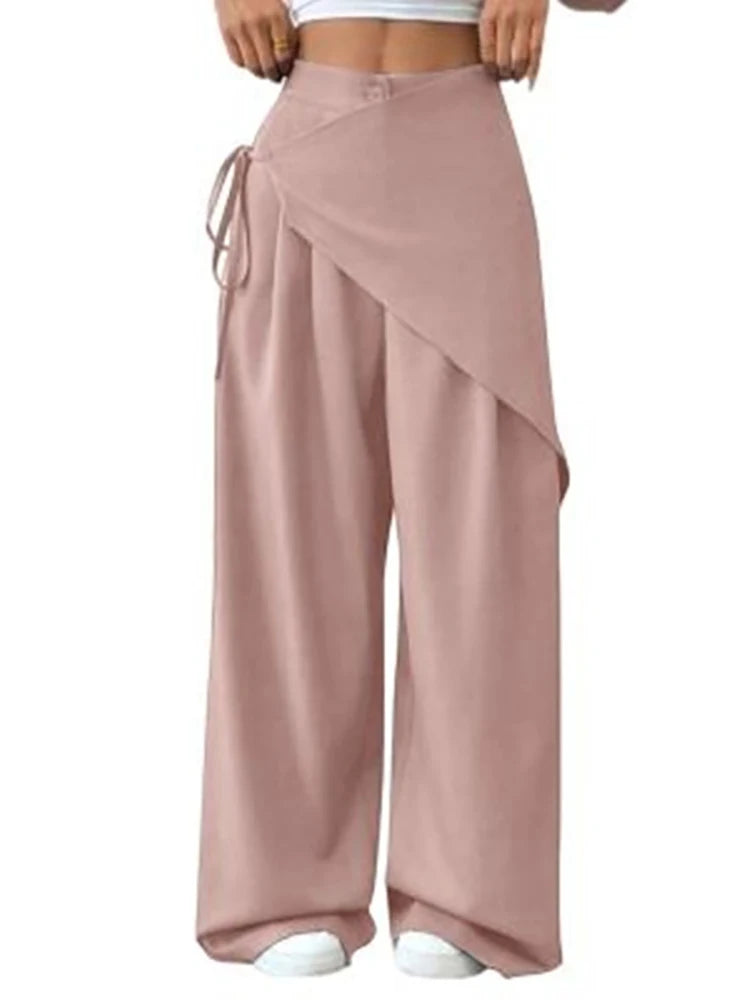 Women's Asymmetrical High-Waist Wide-Leg Pants