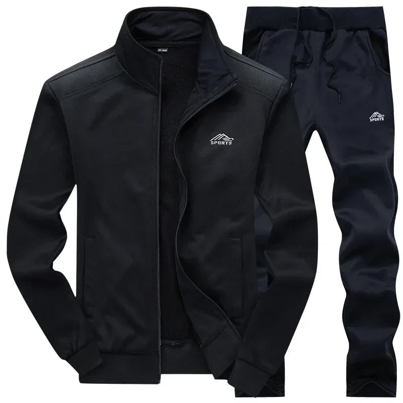 Men's Fleece Tracksuit Set – Zip Sweatshirt & Jogger Pants