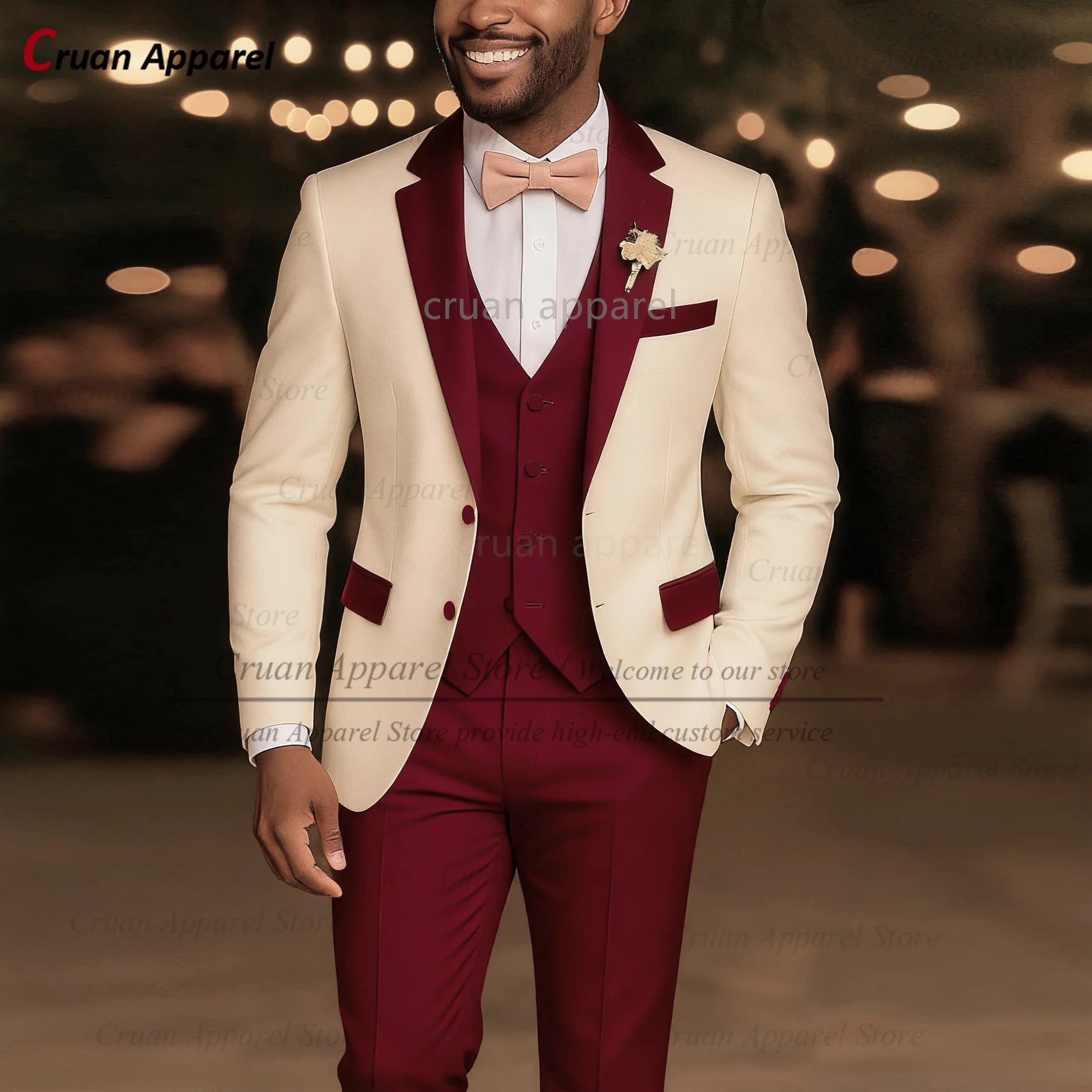 High Quality Suit Sets For Men Wedding Banquet Custom Groomsman Elegant Outfits 3 Pieces LADYLYS