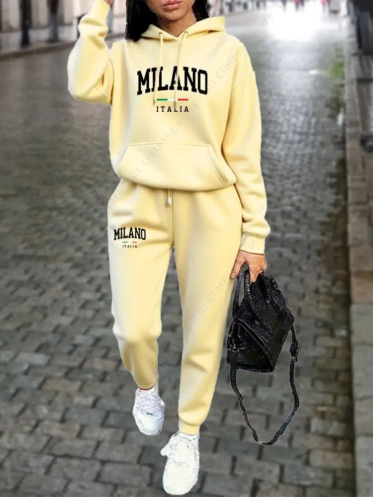MILANO Women's Premium Hoodie & Sweatpant Tracksuit — 2-Piece Autumn Winter Outfit