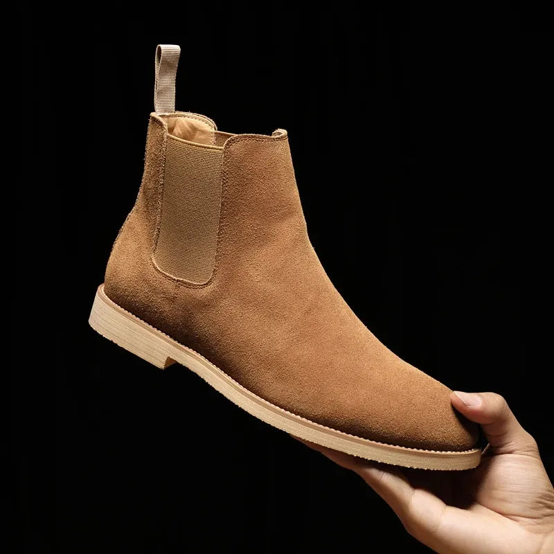 Men's Suede Chelsea Boots with Pointed Toe