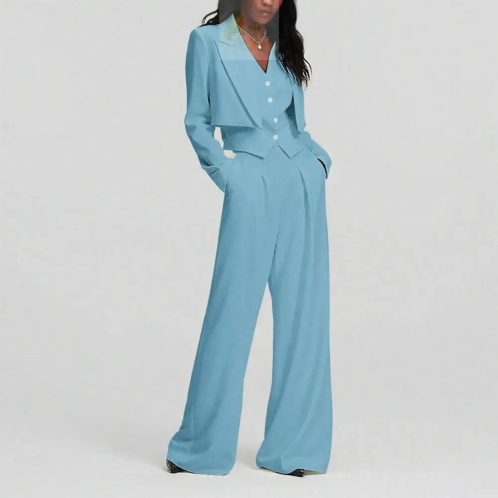 Elegant Single Button Women Pants Set New Female Three Pieces(Blazer+Trousers+Vest) LADYLYS