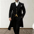 Men Suits 3 Piece Long Blazer Vest Pants Satin One Button Tuxedo LADYLYS