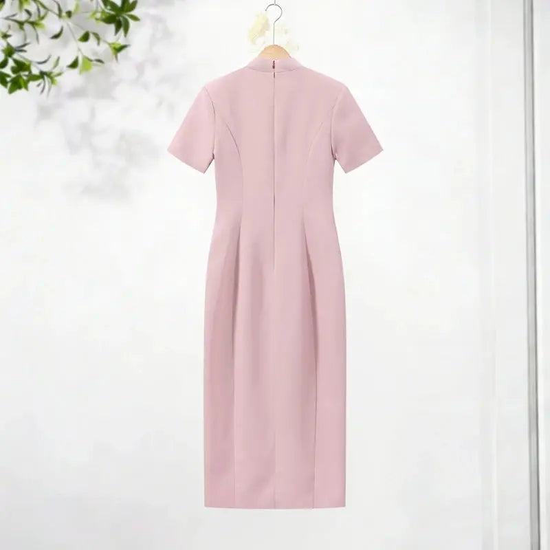 Elegant Fitted Shoulder Pad Short Sleeves Chic Party Dresses LADYLYS