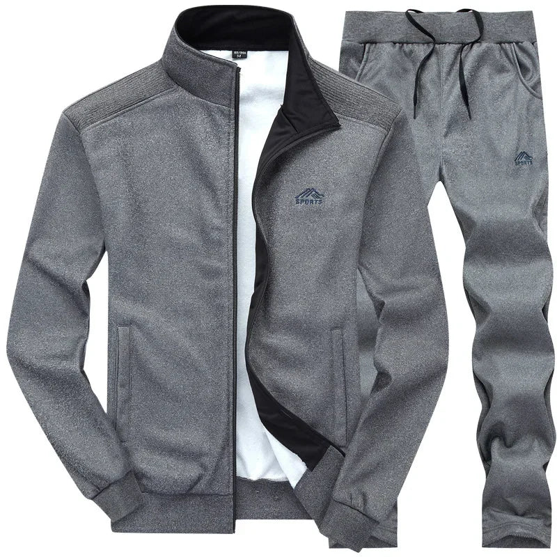 Men's Fleece Tracksuit Set – Zip Sweatshirt & Jogger Pants